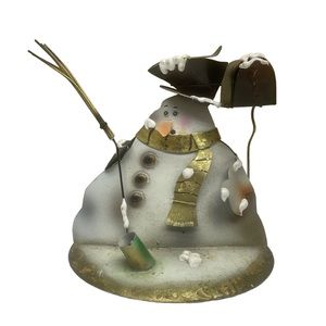 Tin Snow Man Christmas Holiday Decor Adorable